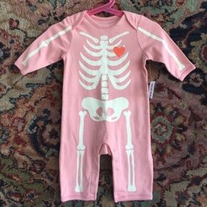 Skelton Heart Bones Baby Onesie Long Sleeve Hallow